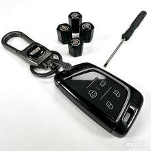 4PCS Tire Valve Caps& Keychain Set, Universal Fit With Various Automotive Brands, Metal Anti-Rust Valve Stem Caps Car Accessories Gift (VK005) - Cadillac - View 5