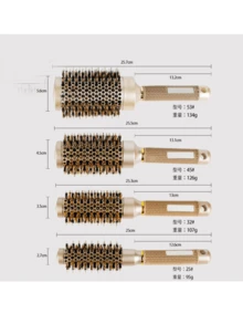 1pc Gold Curling Hair Brush, Professional Salon Styling Comb, Anti-Static Heat-Resistant Aluminum Ceramic Styling Brush, Suitable For All Hair Types - Multicolor - View 3