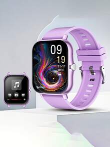 1pc 1.83" Full Screen Touch Casual Electronic Watch, Unisex, Silicone Strap & Zinc Alloy Case, Receive Calls, Time, Date, Alarm, Pedometer, Great Gift - Multicolor - View 7