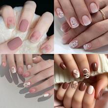 4 Boxes 96Pcs Short Squoval Press On Nails Blush Nude Matte Tulip Press On Nails, 24PCS Short Oval False Nails, Elegant & Gentle Ready-To-Wear Fake Nails For Women & Girls, Salon Quality Easy Apply Removable For Spring Summer Daily, Date, Wedding, Party Manicure.Kit De Uñas Acrílicas,Nail Kits,Christmas Nails Press On,Classy Nail Supply,Gel X Nails. - 混合裝613 - 查看 2