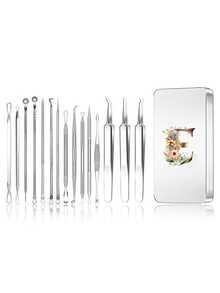 Brodark 15pcs/Set Iron Box Acne Blackhead Remover, Pore Cleansing Tool, Deep Cleansing Facial Care Tools - Silver - View 18