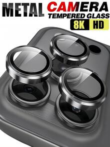 Bộ 3 miếng dán bảo vệ ống kính camera bằng kim loại, tương thích với iPhone 17 Pro Max/17 Pro, dễ dán, chống trầy xước, bảo vệ toàn diện, tương thích với ốp lưng bảo vệ. - Hạt đơn màu đen - Xem 32