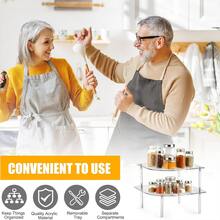 2-Tier Acrylic Corner Spice Rack, Transparent Acrylic Material + Removable Shelves, Easy To Store Condiment Bottles/Utensils, Suitable For Kitchen Cabinet/Countertop, Easy To Clean And Assemble, Fit For Kitchen And Dining Room