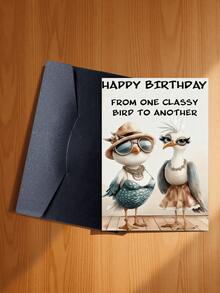 1pc Unique Bird-Themed Birthday Greeting Card, "Birthday Wishes From An Elegant Bird", Two Fashionable Bird Designs, Suitable As Friendship Birthday Gift, High-Quality Card With Envelope - Multicolor - View 10