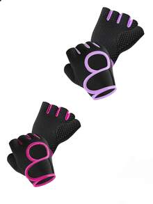 1 Pair Unisex Breathable Fitness Workout Gloves, Suitable For Basketball, Dumbbell, Weightlifting Training, Pull-Up Bar, Cycling, Half Finger Anti-Slip Sports Gloves, Women Gym Gloves, Gym Accessories, Workout, Fitness, Home Exercise - Multicolor - View 13