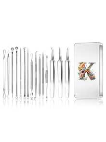 Brodark 15pcs/Set Iron Box Acne Blackhead Remover, Pore Cleansing Tool, Deep Cleansing Facial Care Tools - Silver - View 15