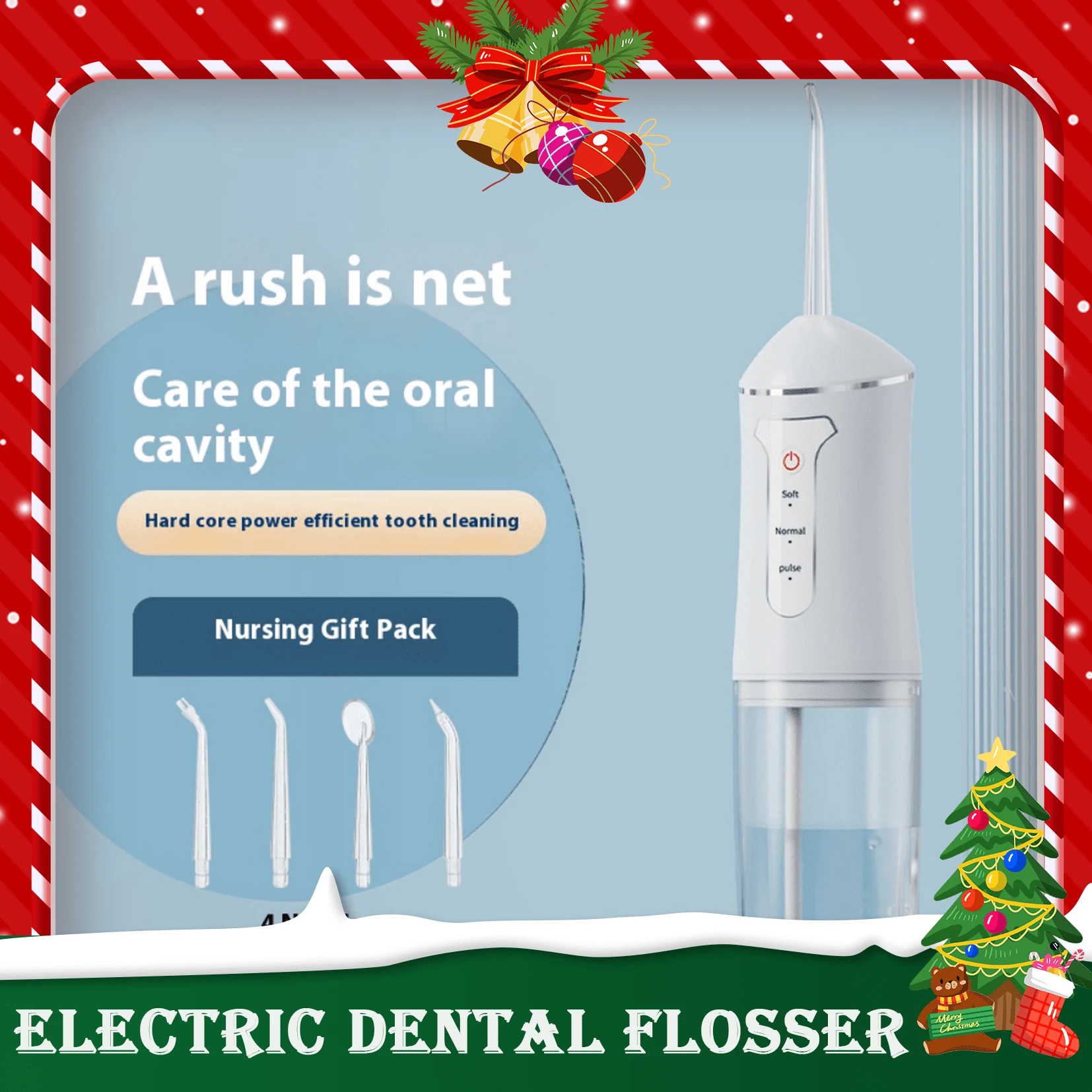 New Handheld Dental Water Flosser, Portable Electric Oral Irrigator With High Frequency Pulsed, Deep Cleaning, Strong Water Pressure, Large Water Tank, 3 Cleaning Modes, 4 Nozzles, USB Rechargeable, One-Touch Start, IPX7 Waterproof, Comprehensive Teeth Cleaning For Oral Health - Multicolor - View 1
