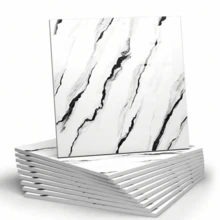 10/20/30pcs Thickened Marble Pattern Self-Adhesive Wall Tiles, Tile Stickers, Self-Adhesive Detachable PVC Wallpaper For Bathroom And Kitchen Decoration, 3D Vision, Kitchen Decoration, Floor Decoration, Wall Decoration - Black and White - View 3