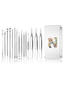 Brodark 15pcs/Set Iron Box Acne Blackhead Remover, Pore Cleansing Tool, Deep Cleansing Facial Care Tools - Silver - View 20