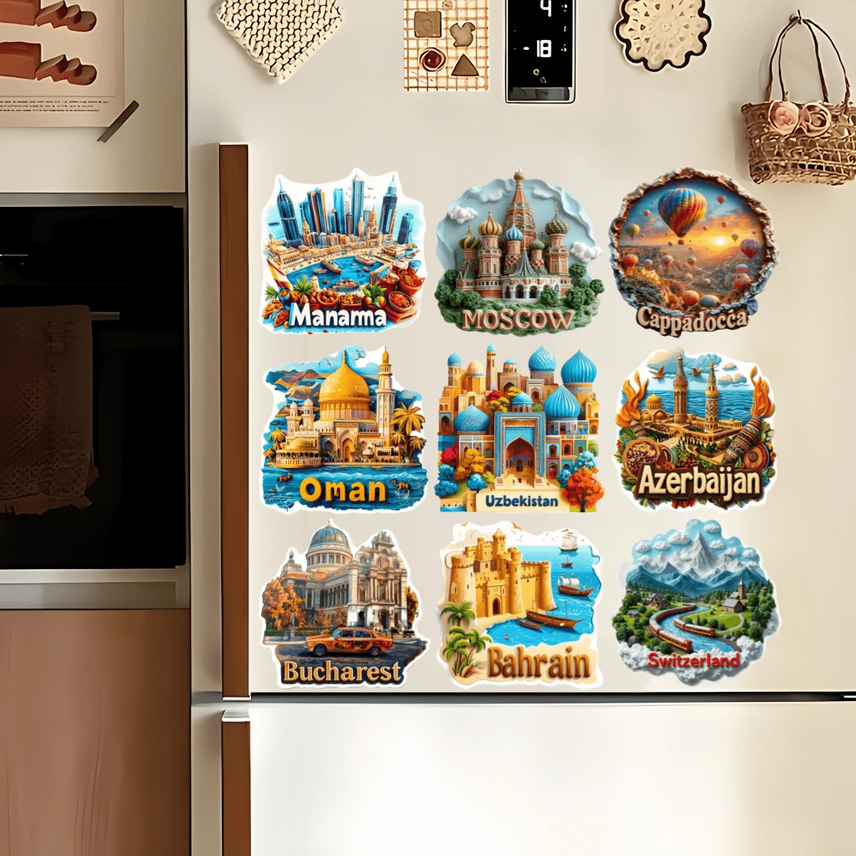 1 Stück Acryl Kühlschrankmagnet - Modernes Stadtsilhouette Kulturdesign - Acryl Kühlschrankdekoration, geeignet für Küche, Büro, Reise - Ideales Geschenk für Ramadan, Eid, Geburtstag, Neujahr - Kompatibel mit Kühlschrankmagneten und magnetischen Tafeln - Leuchtende Farben, langanhaltend und leicht zu reinigen - Stadtthema Heimdekoration, Neuheit Kühlschrankmagnet, Blumen Kühlschrankmagnet, Retro Kühlschrankmagnet, Kühlschrankmagnet, süßer Kühlschrankmagnet, 2D flach