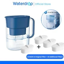 Waterdrop Water Filter Pitcher With 4 X 90-Day Filters, 3.5 L, Reduces Fluoride, Chlorine And More, NSF Certified, 1 X Built-In Original Filter + 3 X Additional Filters (Replacement Filter: WD-PF-01A Plus) - Classic Blue - View 2