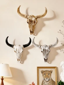 复古牛头骨墙饰（黑白牛角）——非常适合客厅墙面、卧室装饰以及波西米亚风主题空间。增添独特的复古气息，是打造时尚室内空间的热门吸睛墙面装饰。 - 彩色 - 查看 7