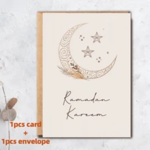 1/6 طقم بطاقات تهنئة أنيقة بطبعة مائية بوهيمية لعيد مبارك ورمضان كريم، بطاقات بريدية برسائل هلال وكوكب وفوانيس إسلامية للاحتفال بالأعياد الإسلامية مع أظرف - متعدد الألوان - مشاهدة 15