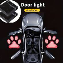 2pcs Car LED Decorative Lights, Battery Powered Car Door Logo Projection Lights, Wireless Atmosphere Lights For Car Modification, Easy Installation, Suitable For Sedans And SUVs - Black - View 12