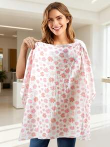 1pc Oeko-Tex Certified Breathable Soft Nursing Top, Car Seat Sunshade, Breathable Nursing Cover, Multi-Functional Baby Stroller Canopy