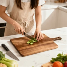 Heavy Duty Thick Handle Wooden Cutting Board | Wooden Tray | Long Handle Acacia Wood Cutting Board | Kitchen Cutting Board | Cutting Board | Afternoon Tea Pastry Dessert Tray | Vegetable Chopping Board, Household Long Rectangular Wooden Cutting Board | Kitchen Supplies - Brown - View 2