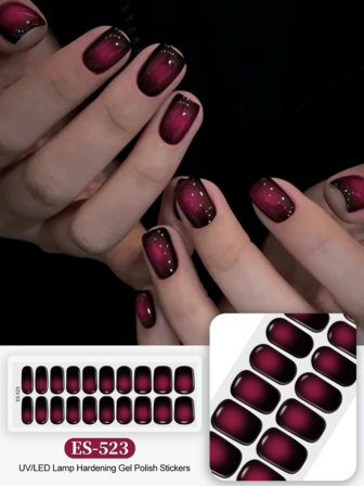 20pcs Emi UV Gel Nail Stickers, Transparent Base Coat, Salon Quality, Long-Lasting, ES20 Cross-Border Wholesale, Same As Red Book Nail Stickers