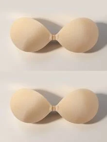 3/2/1 Pcs Apricot Rayon Strapless Bras, Invisible Adhesive Push-Up Bras, Silicone Nipple Covers, Suitable For Backless Dresses - Apricot - View 14