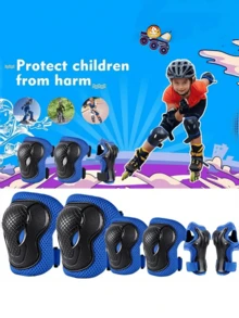 Set de 6 piezas de rodilleras y coderas para niños, nuevo patrón de óxido, set de 6 piezas de equipo de protección que incluye rodilleras y coderas, adecuado para deportes al aire libre de niños como ciclismo, patinaje sobre ruedas, skateboard, actividades de hielo - Multicolor - Ver 3