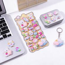 1pc 3D Cute Animal Sticker, Cartoon Decorative Sticker, Made Of Sponge And PVC Material, Squeeze For Stress Relief, Suitable For Sticker Books, Laptops, Refrigerators, And As Decoration For Cartoon DIY Phone Cases. This Sticker Is Suitable For Home Decor, As Well As Gifts For Birthday, Party, Valentine's Day And New Year, Reusable Waterproof Sticker