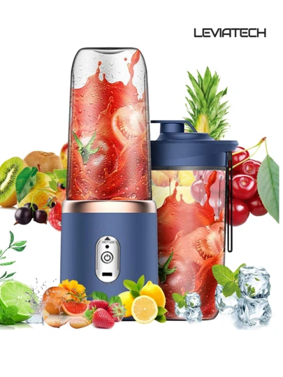 dreame 1pc 400ml Wireless Portable Electric Juicer Blender, USB Rechargeable Mini Fruit Juice Mixer With 6 Blades And Dual Cups, Multi-Function Juicing Cup Blender, Suitable For Home Or Outdoor Kitchen Food Processing, Great For Extracting Vegetables, Fruits And Making Milkshakes.