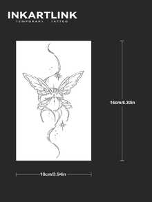 INKARTLINK Minimalist Elegant Flowing Line Butterfly Tattoo | 2 Weeks Waterproof Plant Sticker | Charming Temporary Tattoo | Realistic Faux Tattoo - Black - View 6