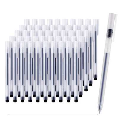 Vmingo 10/20/50 Plumas Punto Fino Boligrafo De Gel 0.5mm Para Uso Escolar Y Oficina Carcaza Transparente