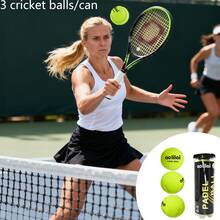 3pcs/Can Wool Felt Cricket Balls, High Elasticity, Training & Match Use Flat Tennis Balls, Sealed Can Packaging, Suitable For Beach, Yard, Living Room, Gym, Competition Venues