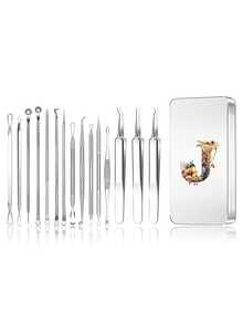 Brodark 15pcs/Set Iron Box Acne Blackhead Remover, Pore Cleansing Tool, Deep Cleansing Facial Care Tools - Silver - View 29