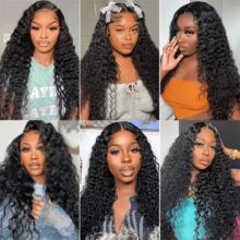 HJ WEAVE BEAUTY 360 Lace Front Wig Human Hair Deep Wave Lace Front Wigs For Women Brazilian Natural Curly Human Hair Wigs 360 Full Lace Wig Pre Plucked Hairline With Baby Hair 200% Density