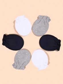 6双新生儿防抓手套，0-6个月宝宝适用，柔软针织，可爱动物图案，腕部可调节，必备婴儿用品，送给新妈妈的礼物 - 6雙男孩色系 - 查看 9