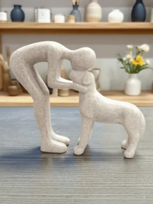 1pc Girl And Dog Friendship Resin Art, Statue Of A Girl With Her Dog, Remember Their Bond, Beautiful Home Decor Gift For Those Who Share Friendship, Room Decoration, Reminder Of A Girl Carrying Her Loyal Pet As Companion, Indoor & Outdoor Ornament,Christmas Decorations