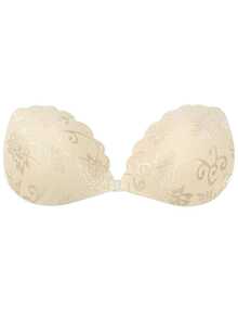 3/1 pièce Coussinets de soutien-gorge invisibles autoadhésifs en dentelle, cache-tétons rehaussant le décolleté sans bretelles avec des sangles transparentes - Nude - Voir 18