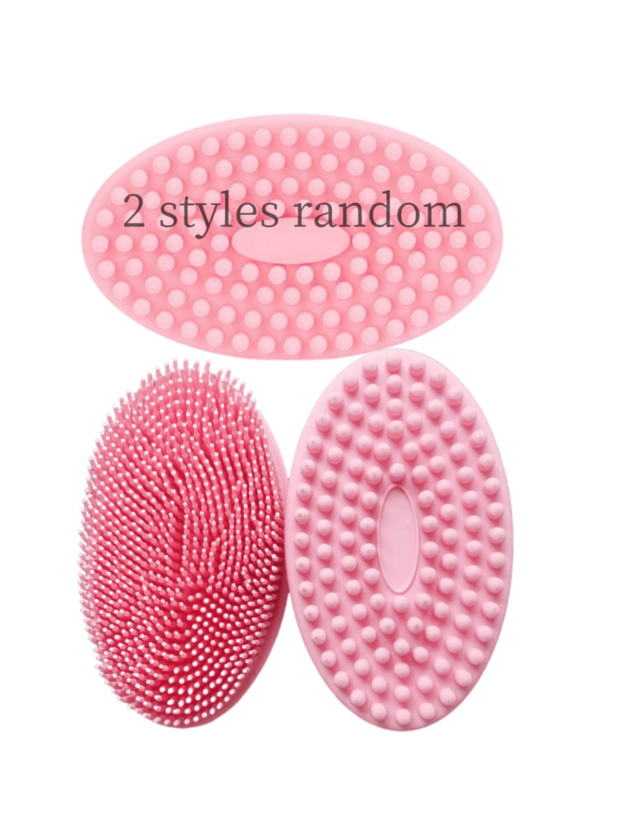1pc Soft Silicone Double-Sided Bath Towel, Anti-Slip Shower Cleaning Massage Brush, Suitable For Adults, Multi-Function Scalp Shampoo Brush, Practical Bathroom Care Tool, Suitable For Daily Home Use - Baby Pink - View 3