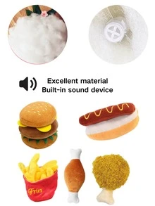 1/3 件装狗狗玩具，毛绒发声玩具，吱吱作响的狗狗玩具，耐啃咬的毛绒发声玩具，耐用的毛绒猫狗玩具，汉堡、炸鸡腿、薯条、披萨等食物造型系列宠物玩具，让猫狗快乐玩耍，宠物狗玩耍和释放压力 - 彩色 - 查看 3