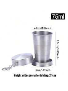 كوب قابل للطي من الفولاذ المقاوم للصدأ سعة 75مل/150مل، كوب تلسكوبي، كوب قابل للطي من الفولاذ المقاوم للصدأ خفيف الوزن مع غطاء سلسلة مفاتيح - سهل التخزين، للشرب في الهواء الطلق والطوارئ، كوب تلسكوبي محمول مضاد للسقوط للسفر والرحلات والهدايا الإعلانية - متعدد الألوان - مشاهدة 9