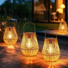 1/2pcs Outdoor Solar Lantern, Hanging Solar Chandelier, Outdoor Garden Metal Chandelier Decorative Lighting, Suitable For Courtyard And Terrace Solar Tree Lights, Can Be Hung For Garden, Terrace, Porch, Tree, Lawn And Path Decoration - Warm Light - View 6