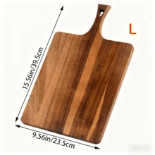 Heavy Duty Thick Handle Wooden Cutting Board | Wooden Tray | Long Handle Acacia Wood Cutting Board | Kitchen Cutting Board | Cutting Board | Afternoon Tea Pastry Dessert Tray | Vegetable Chopping Board, Household Long Rectangular Wooden Cutting Board | Kitchen Supplies - Brown - View 12