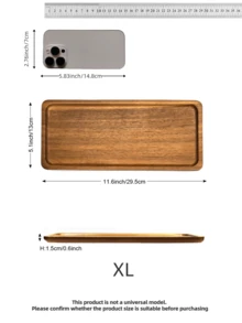 1个长方形木质托盘，椭圆形托盘，适合盛放食物、零食、饮料、寿司、牛排、披萨、甜点、蛋糕和面包，可用作早餐托盘、咖啡托盘、茶托盘，方便携带，也可作为家居厨房装饰或乔迁礼物。 - 棕色 - 查看 14