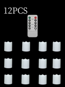 6/12/24个装闪烁无焰茶蜡，遥控LED电子蜡烛灯，逼真无烟浪漫氛围装饰灯，电池供电，续航时间超过200小时，LED许愿蜡烛，适用于家居装饰、壁炉、餐桌、卧室、浴室、露台、门廊、派对、婚礼、圣诞装饰 - 白色 - 查看 12