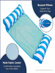 Ensemble de 5 pièces de hamac/chaise gonflable pour adulte - Fabriqué en PVC durable, ce lit flottant gonflable à rayures pliable est parfait pour les fêtes de piscine et les cadeaux d'été; un essentiel de l'été. - Multicolore - Voir 6