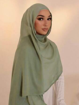 1 st. enfärgad mjuk, tunn, vidkantad modalhalsduk, andningsbar och mångsidig solskyddshalsduk för kvinnor, malaysisk indonesisk bomullshuvudduk