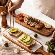 1/2pcs Extra Large Rectangular Wooden Cutting Board, Multipurpose For Cheese/Meat/Fish/Bread/Fruits & Vegetables - Easy Clean Surface, Butcher Block, Chopping Board, Chef's Board, Great Gift Idea, Kitchen Accessory - Brown - View 6