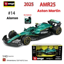 Burago 1:43 阿斯顿·马丁 F1 AMR25 一级方程式合金汽车模型 2025 阿斯顿·马丁 No.14 阿隆索 常规版 - 1:43阿斯頓馬丁 AMR25[14號 阿隆索]常規版不含頭盔 - 查看 1