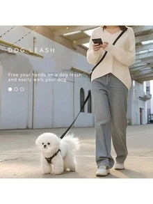 牛仔布狗背带牵引绳套装，星形图案，适合中小型犬，牛仔夹克套装，适合贵宾犬、柯基犬、幼犬宠物用品 - 藍色 - 查看 7