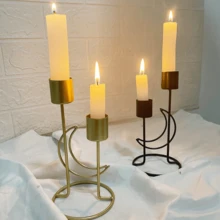 金属斋月烛台 - 优雅锥形设计，彩绘表面，桌面摆放，必备家居装饰，适用于婚礼、周年纪念晚宴、宴会、派对、月亮装饰（不含蜡烛）