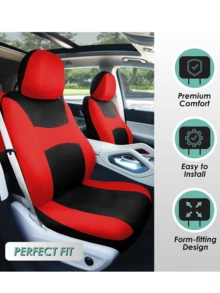 9件套通用汽车座椅套，包含2个前排座椅套、1个靠背套、1个后排座椅套和5个头枕套，适用于轿车、SUV、MPV，兼容安全气囊。4件套包含：2个前排座椅套、2个头枕套。