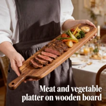 1/2pcs Extra Large Rectangular Wooden Cutting Board, Multipurpose For Cheese/Meat/Fish/Bread/Fruits & Vegetables - Easy Clean Surface, Butcher Block, Chopping Board, Chef's Board, Great Gift Idea, Kitchen Accessory - Brown - View 3