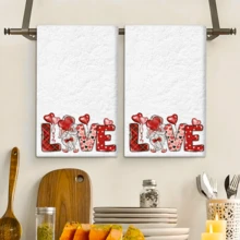2/4 Pcs Set, Dish Towels, LOVE Pattern Print, Super Absorbent Microfiber Modern Towels, Cooking And Baking Tea Towels, Dish Cloths, Cleaning Rags, Hand Towels, Tea Towels, Super Soft And Highly Absorbent, Kitchen Decor, Gifts For Neighbors, Gifts For Mom, Birthday Gifts, Housewarming Gifts For Friends, Kitchen Essentials, Daily Necessities - Multicolor - View 7