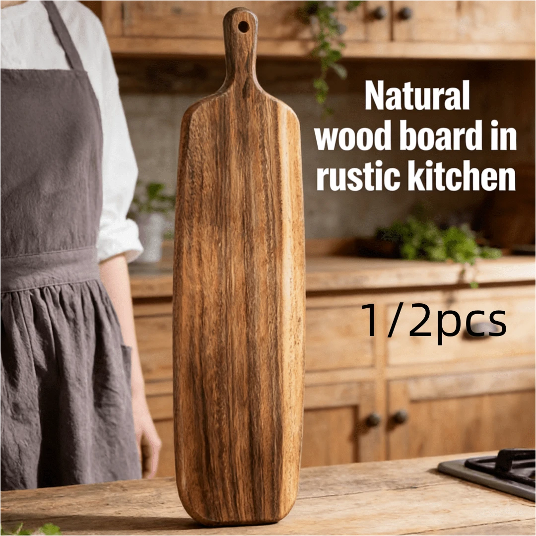 1/2pcs Extra Large Rectangular Wooden Cutting Board, Multipurpose For Cheese/Meat/Fish/Bread/Fruits & Vegetables - Easy Clean Surface, Butcher Block, Chopping Board, Chef's Board, Great Gift Idea, Kitchen Accessory